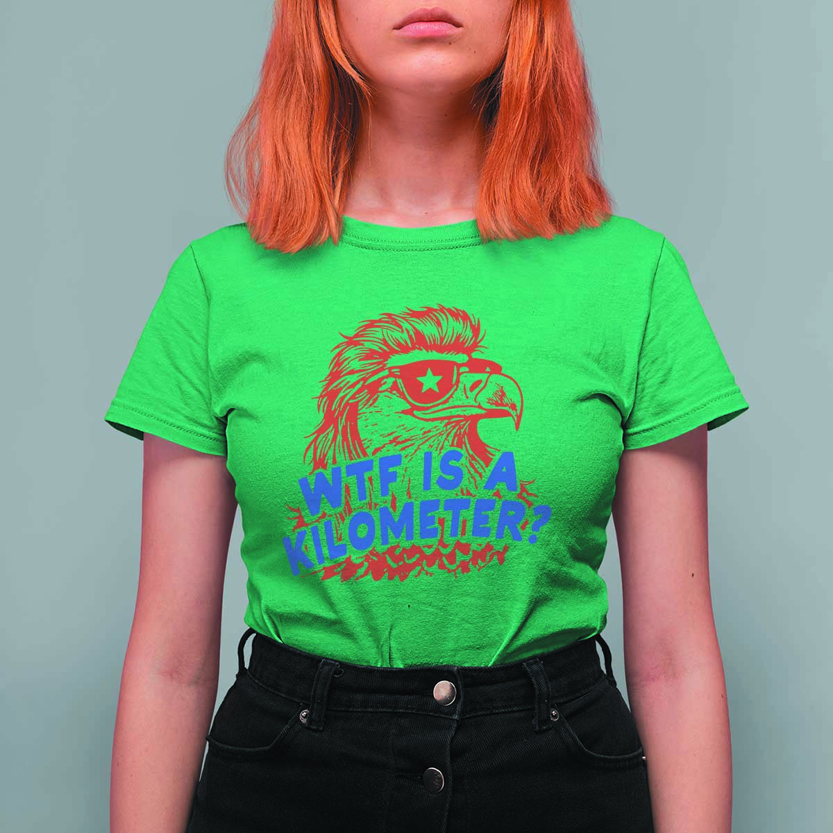 WTF Is A Kilometer Funny American Bald Eagle T Shirt For Women Patriotic 4th of July Humor
