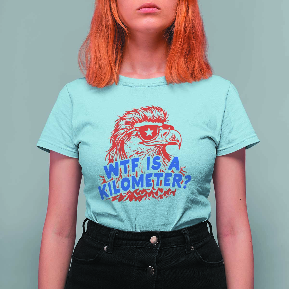 WTF Is A Kilometer Funny American Bald Eagle T Shirt For Women Patriotic 4th of July Humor