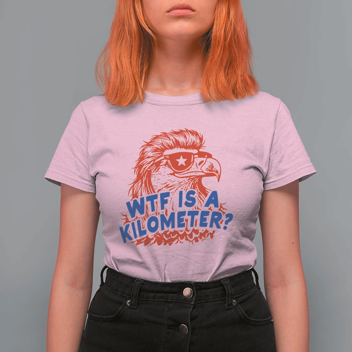 WTF Is A Kilometer Funny American Bald Eagle T Shirt For Women Patriotic 4th of July Humor