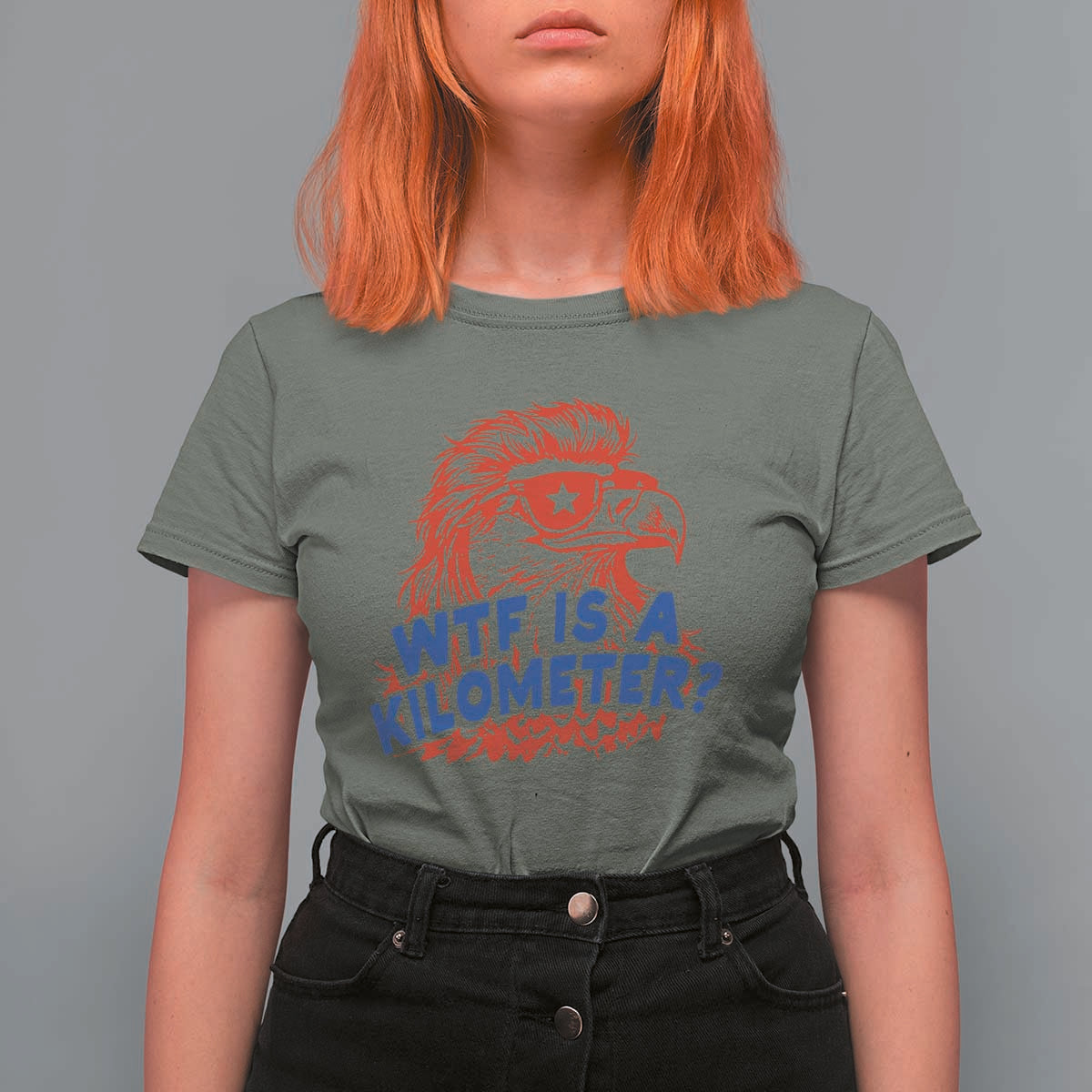 WTF Is A Kilometer Funny American Bald Eagle T Shirt For Women Patriotic 4th of July Humor
