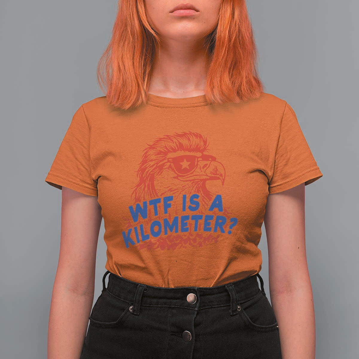 WTF Is A Kilometer Funny American Bald Eagle T Shirt For Women Patriotic 4th of July Humor