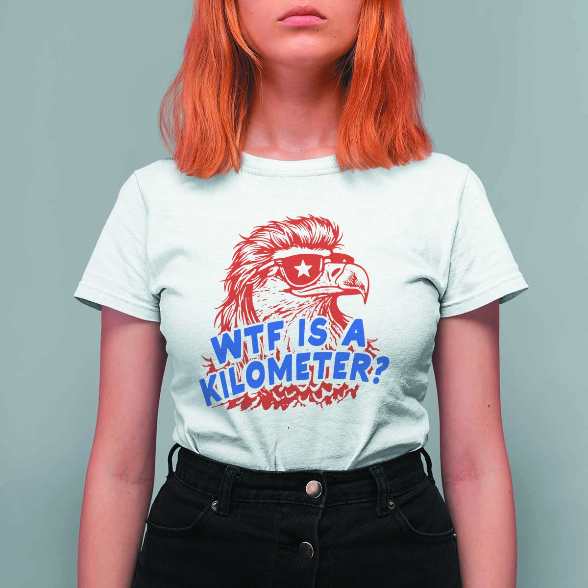WTF Is A Kilometer Funny American Bald Eagle T Shirt For Women Patriotic 4th of July Humor