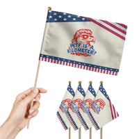 WTF Is A Kilometer Funny American Bald Eagle Patriotic Handheld Flag 4th of July Humor