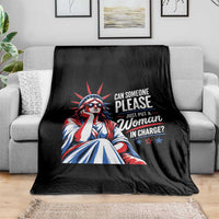 Patriotic Lady Liberty Feminist Graphic Throw Blanket Can Someone Please Just Put A Woman In Charge Funny Feminism