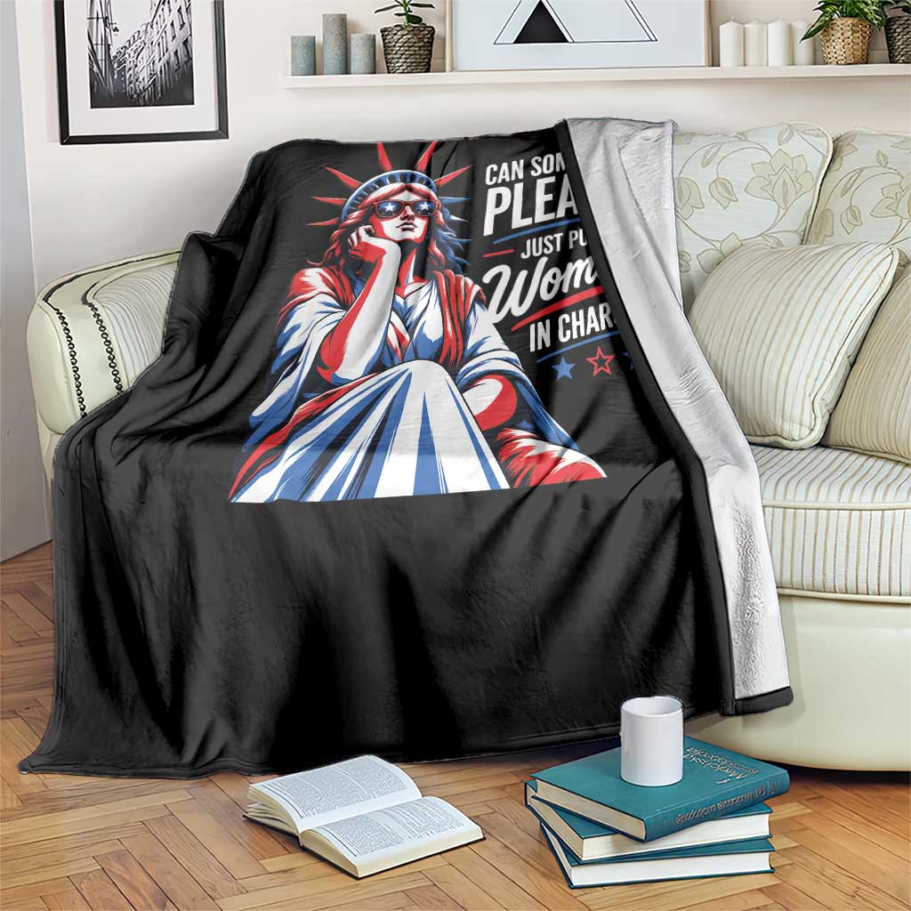 Patriotic Lady Liberty Feminist Graphic Throw Blanket Can Someone Please Just Put A Woman In Charge Funny Feminism