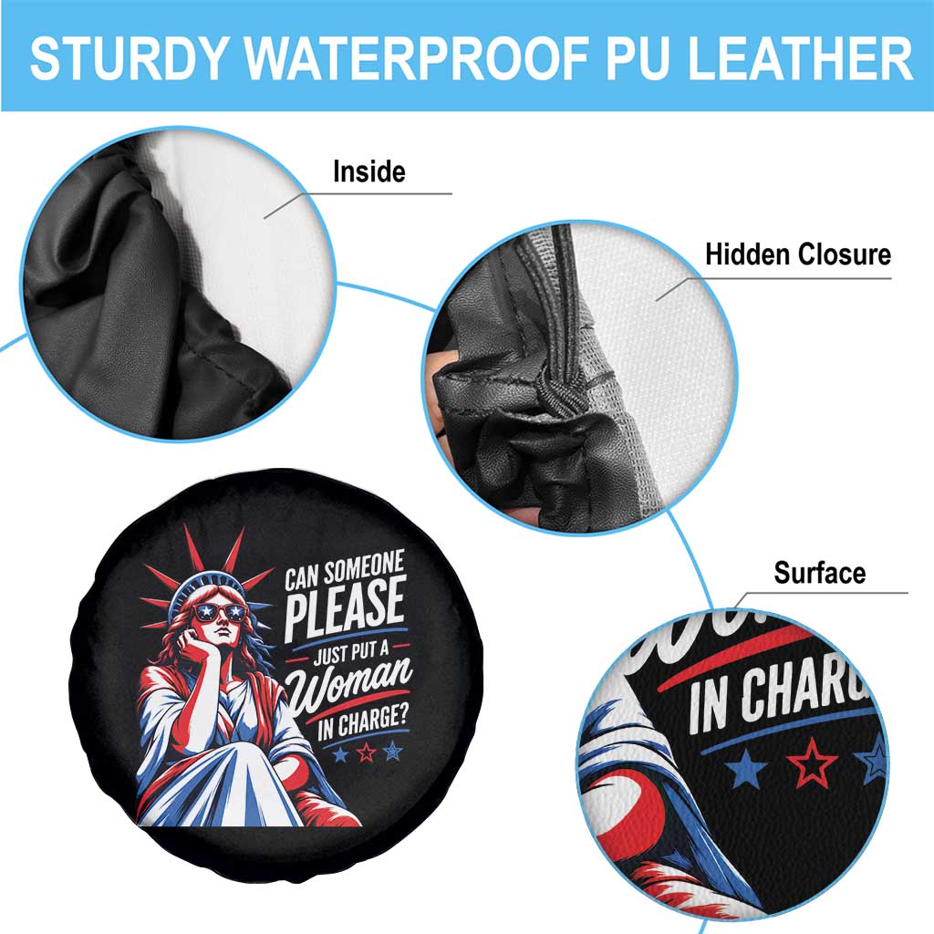 Patriotic Lady Liberty Feminist Graphic Spare Tire Cover Can Someone Please Just Put A Woman In Charge Funny Feminism