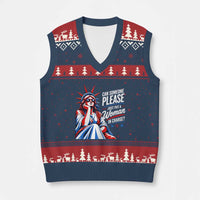 Patriotic Lady Liberty Feminist Graphic V-Neck Knit Sweater Vest Can Someone Please Just Put A Woman In Charge Funny Feminism