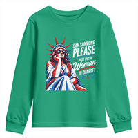 Patriotic Lady Liberty Feminist Graphic Youth Sweatshirt Can Someone Please Just Put A Woman In Charge Funny Feminism