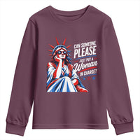 Patriotic Lady Liberty Feminist Graphic Youth Sweatshirt Can Someone Please Just Put A Woman In Charge Funny Feminism