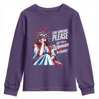 Patriotic Lady Liberty Feminist Graphic Youth Sweatshirt Can Someone Please Just Put A Woman In Charge Funny Feminism