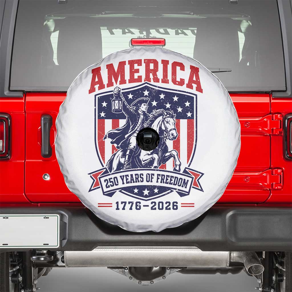 250 Years of Freedom Paul Revere Midnight Ride Spare Tire Cover Patriotic Historical Revolution American Flag Shield