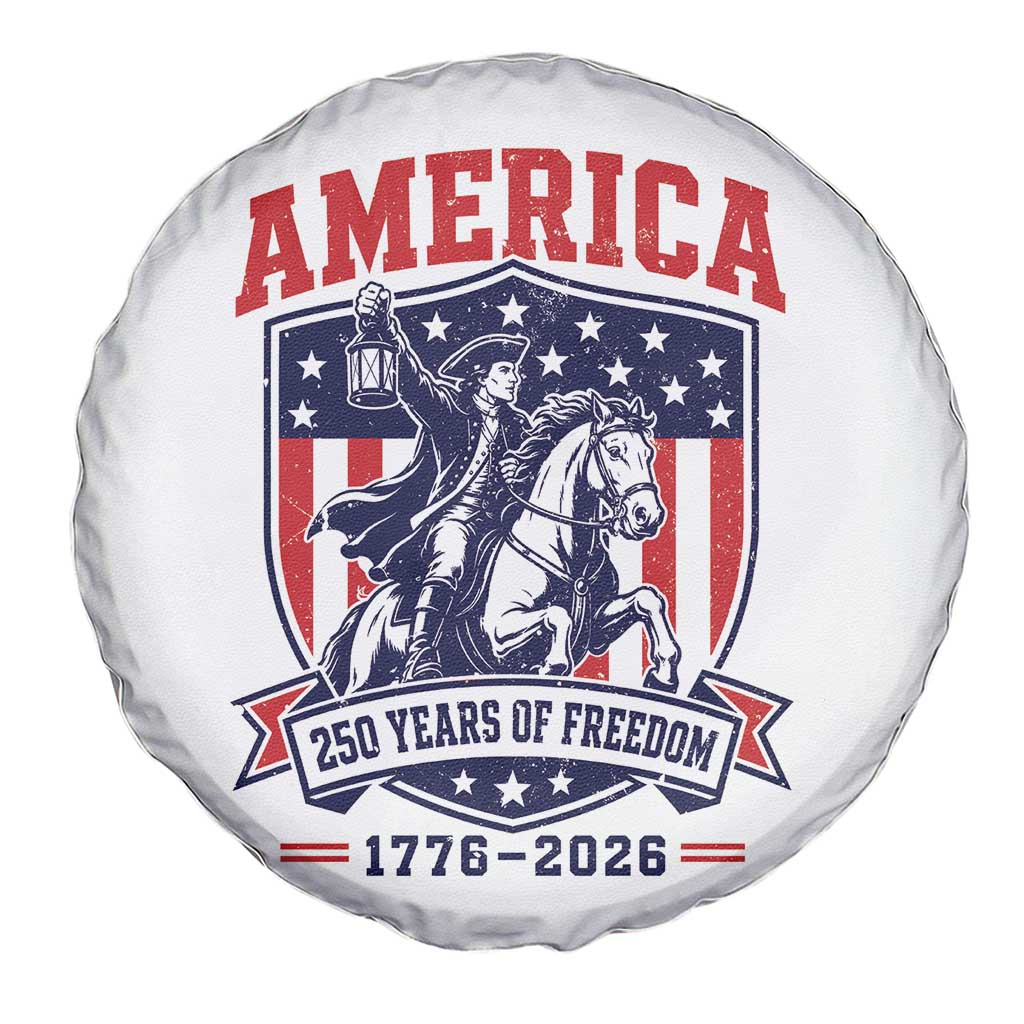 250 Years of Freedom Paul Revere Midnight Ride Spare Tire Cover Patriotic Historical Revolution American Flag Shield