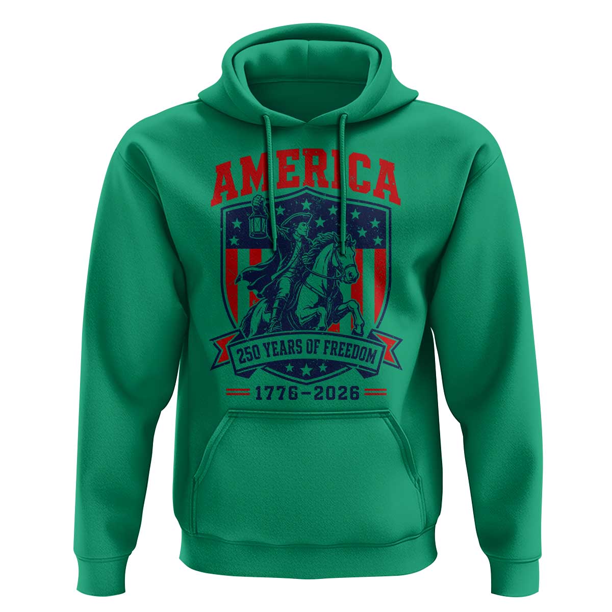 250 Years of Freedom Paul Revere Midnight Ride Hoodie Patriotic Historical Revolution American Flag Shield