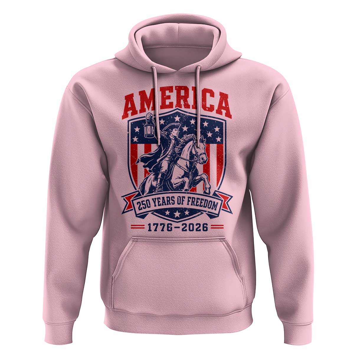 250 Years of Freedom Paul Revere Midnight Ride Hoodie Patriotic Historical Revolution American Flag Shield
