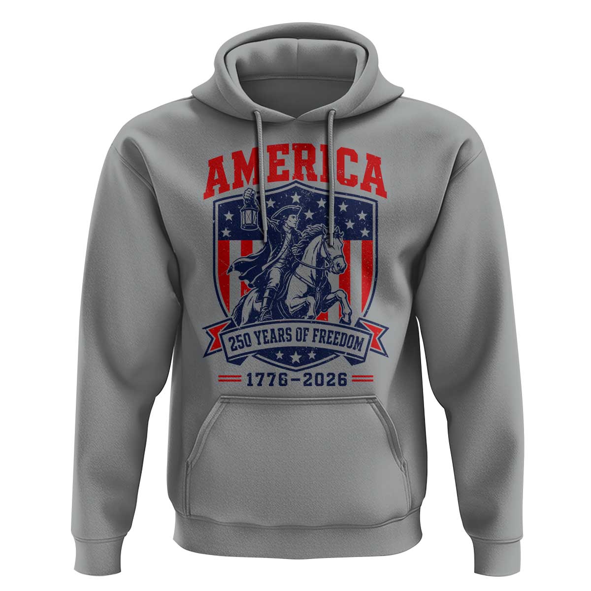 250 Years of Freedom Paul Revere Midnight Ride Hoodie Patriotic Historical Revolution American Flag Shield