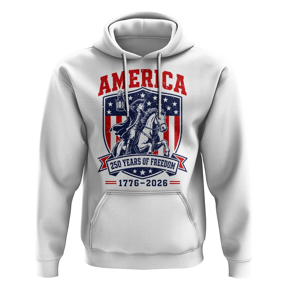 250 Years of Freedom Paul Revere Midnight Ride Hoodie Patriotic Historical Revolution American Flag Shield