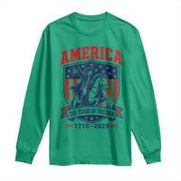 250 Years of Freedom Paul Revere Midnight Ride Long Sleeve Shirt Patriotic Historical Revolution American Flag Shield