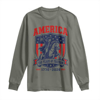 250 Years of Freedom Paul Revere Midnight Ride Long Sleeve Shirt Patriotic Historical Revolution American Flag Shield