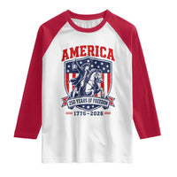 250 Years of Freedom Paul Revere Midnight Ride Raglan Shirt Patriotic Historical Revolution American Flag Shield