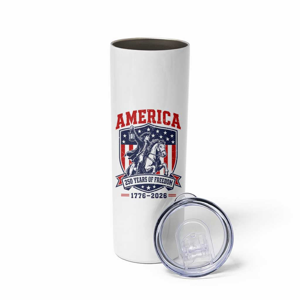 250 Years of Freedom Paul Revere Midnight Ride Skinny Tumbler Patriotic Historical Revolution American Flag Shield