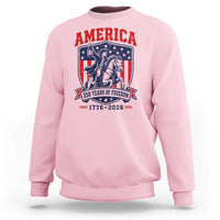 250 Years of Freedom Paul Revere Midnight Ride Sweatshirt Patriotic Historical Revolution American Flag Shield