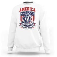 250 Years of Freedom Paul Revere Midnight Ride Sweatshirt Patriotic Historical Revolution American Flag Shield