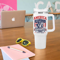 250 Years of Freedom Paul Revere Midnight Ride Tumbler With Handle Patriotic Historical Revolution American Flag Shield