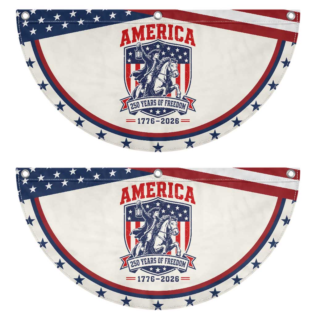 250 Years of Freedom Paul Revere Midnight Ride Patriotic Fan Flag Historical Revolution American Flag Shield