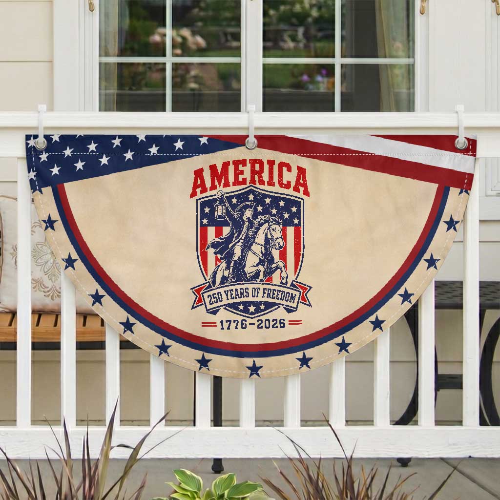 250 Years of Freedom Paul Revere Midnight Ride Patriotic Fan Flag Historical Revolution American Flag Shield