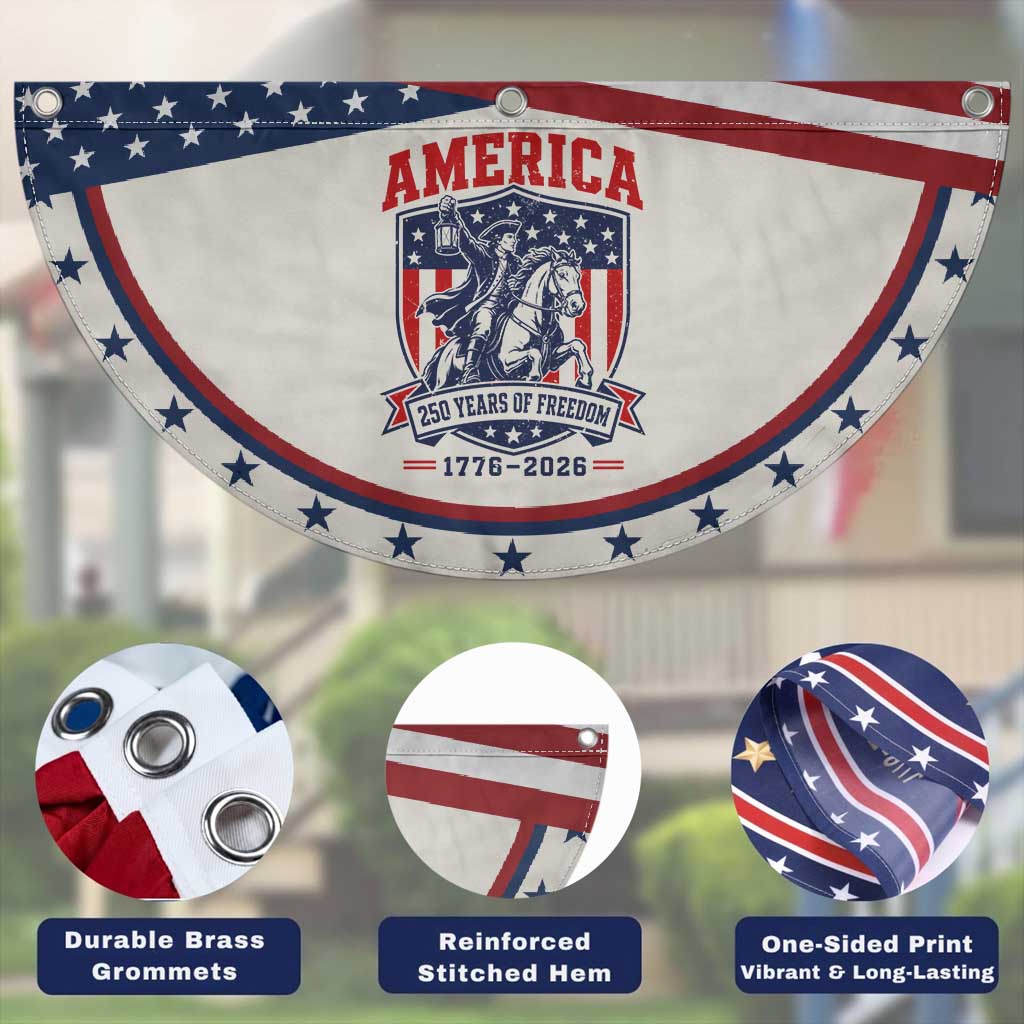250 Years of Freedom Paul Revere Midnight Ride Patriotic Fan Flag Historical Revolution American Flag Shield