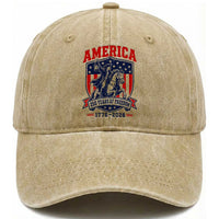 250 Years of Freedom Paul Revere Midnight Ride Washed Cotton Baseball Cap Patriotic Historical Revolution American Flag Shield