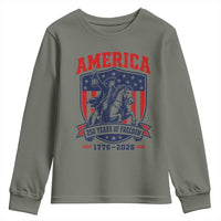 250 Years of Freedom Paul Revere Midnight Ride Youth Sweatshirt Patriotic Historical Revolution American Flag Shield