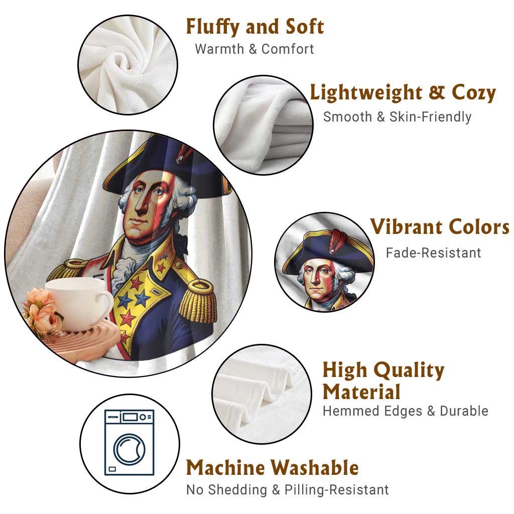 George Washington Patriotic History Graphic Throw Blanket Liberty Looks Good On Me 4th of July Founding Father Humor