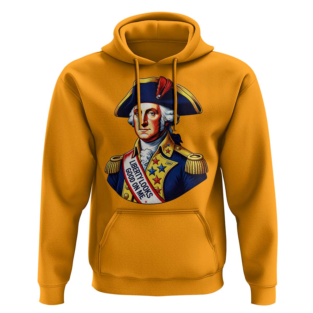 George Washington Patriotic History Graphic Hoodie Liberty Looks Good On Me 4th of July Founding Father Humor