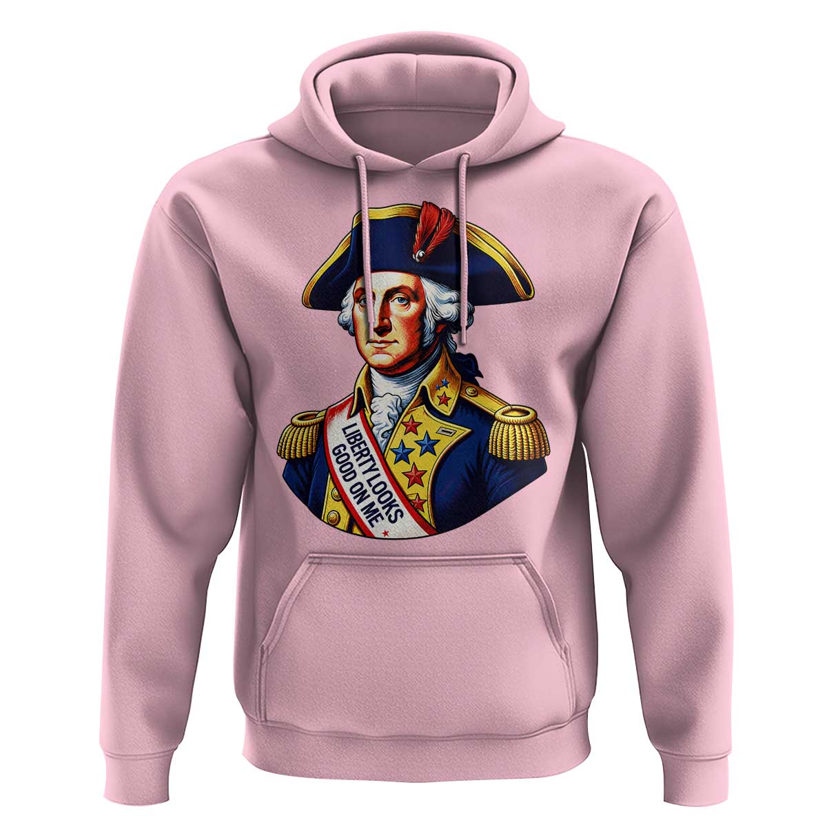 George Washington Patriotic History Graphic Hoodie Liberty Looks Good On Me 4th of July Founding Father Humor