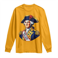 George Washington Patriotic History Graphic Long Sleeve Shirt Liberty Looks Good On Me 4th of July Founding Father Humor