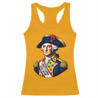 George Washington Patriotic History Graphic Racerback Tank Top Liberty Looks Good On Me 4th of July Founding Father Humor