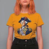 George Washington Patriotic History Graphic T Shirt For Women Liberty Looks Good On Me 4th of July Founding Father Humor