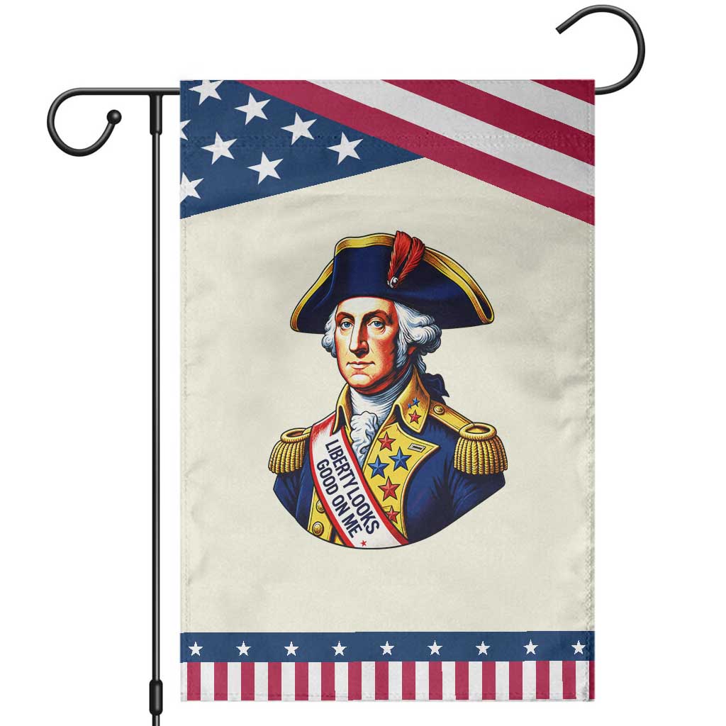 George Washington History Graphic Patriotic Garden Flag Liberty Looks Good On Me 4th of July Founding Father Humor