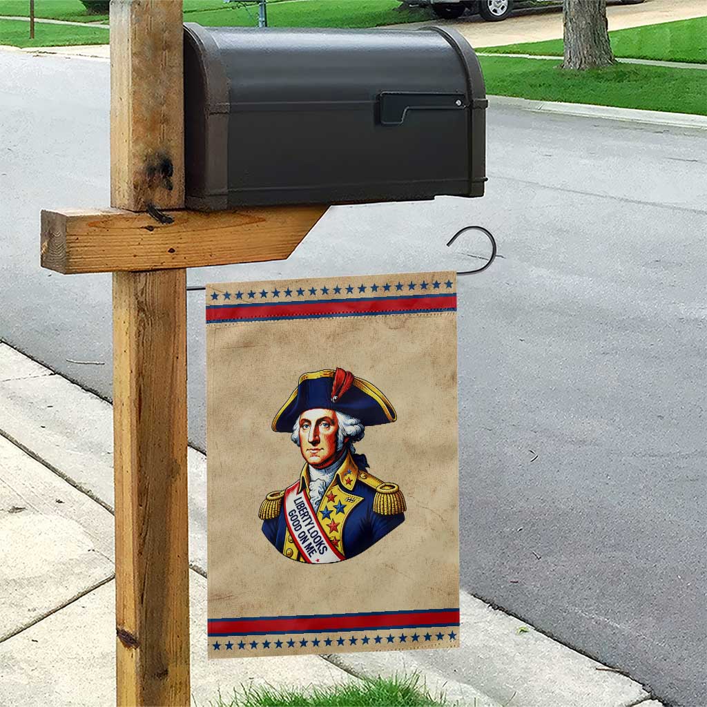 George Washington History Graphic Patriotic Garden Flag Liberty Looks Good On Me 4th of July Founding Father Humor