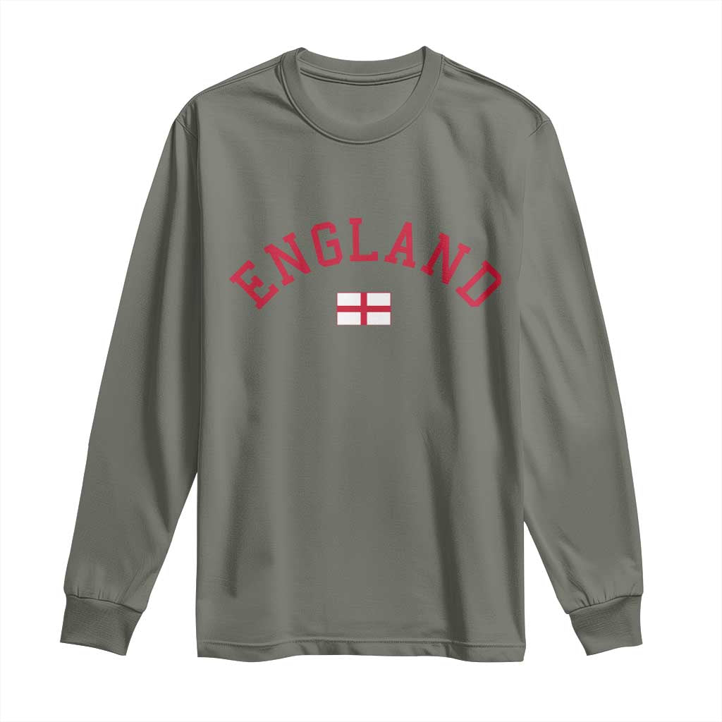 Vintage England Flag Pride Long Sleeve Shirt Patriotic St Georges Cross Heritage