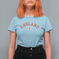 Vintage England Flag Pride T Shirt For Women Patriotic St Georges Cross Heritage