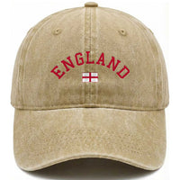 Vintage England Flag Pride Washed Cotton Baseball Cap Patriotic St Georges Cross Heritage