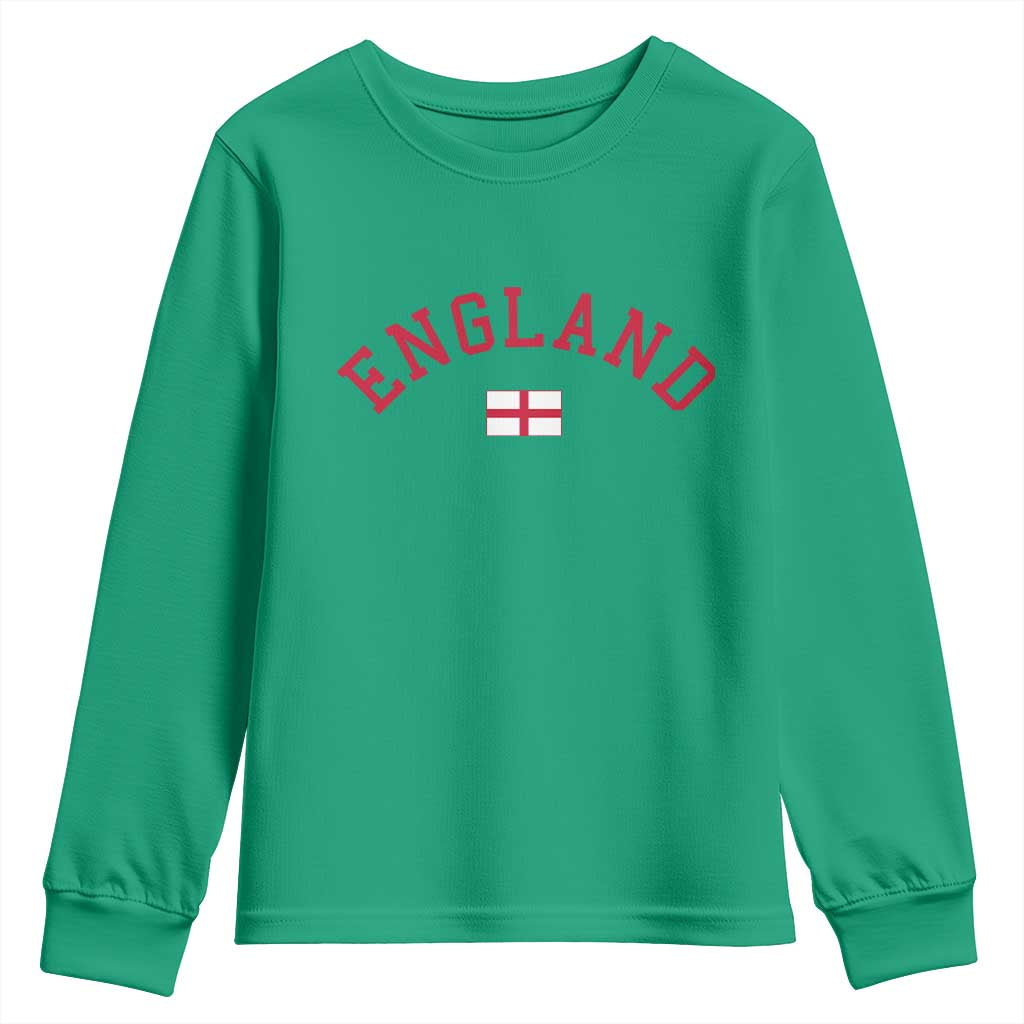 Vintage England Flag Pride Youth Sweatshirt Patriotic St Georges Cross Heritage