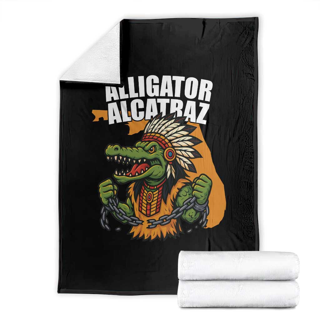 Native Alligator Alcatraz Throw Blanket Florida Gator Break The Chain - Wonder Print Shop