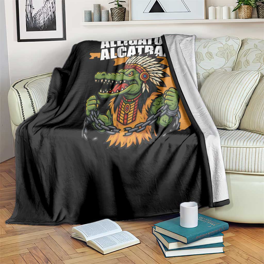 Native Alligator Alcatraz Throw Blanket Florida Gator Break The Chain - Wonder Print Shop