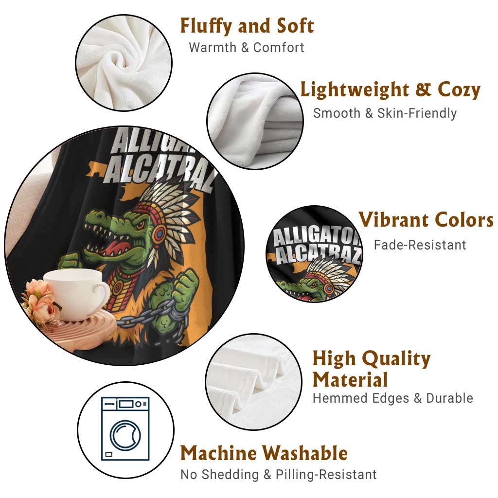 Native Alligator Alcatraz Throw Blanket Florida Gator Break The Chain - Wonder Print Shop