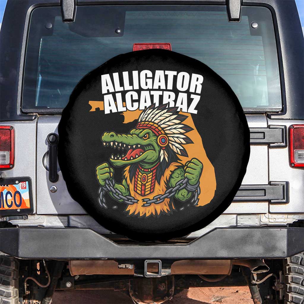 Native Alligator Alcatraz Spare Tire Cover Florida Gator Break The Chain - Wonder Print Shop