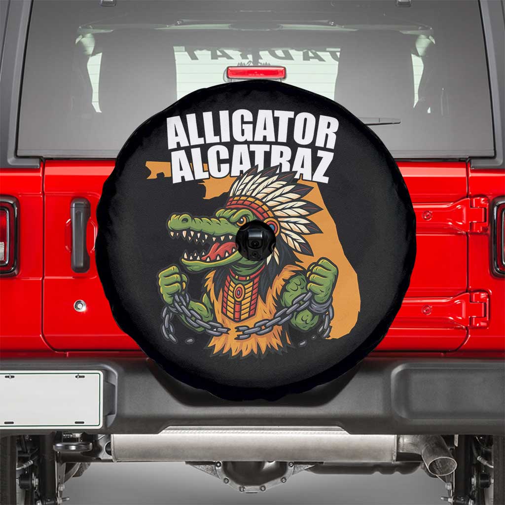Native Alligator Alcatraz Spare Tire Cover Florida Gator Break The Chain - Wonder Print Shop