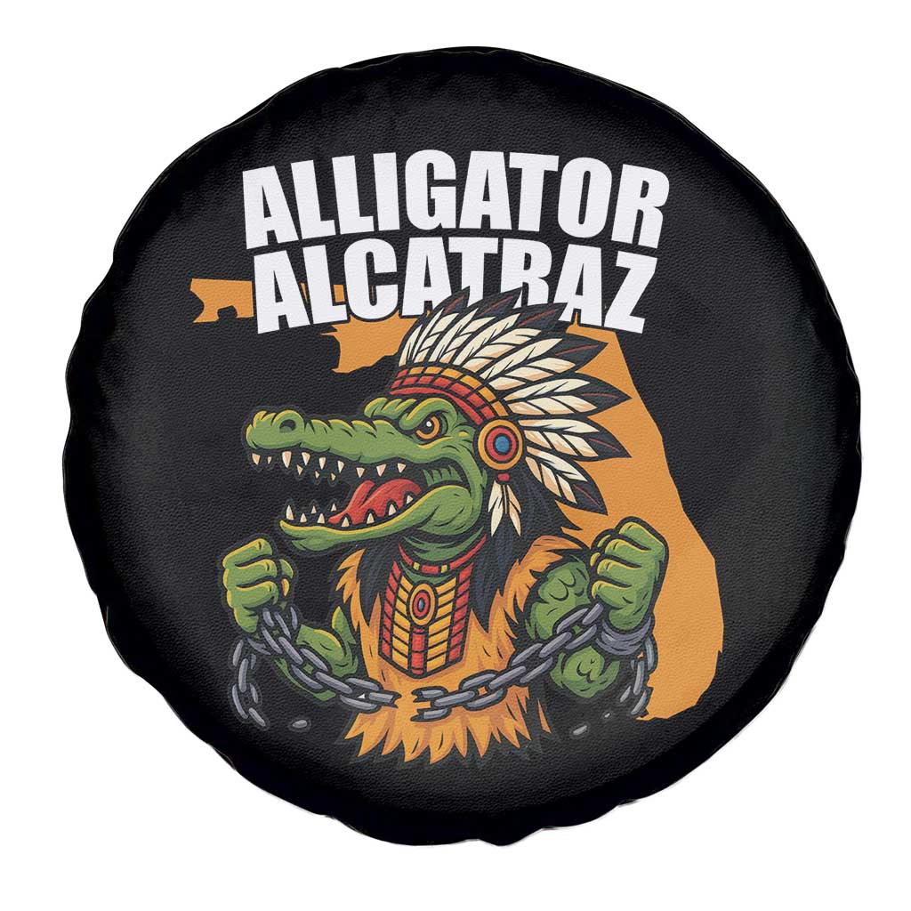 Native Alligator Alcatraz Spare Tire Cover Florida Gator Break The Chain - Wonder Print Shop